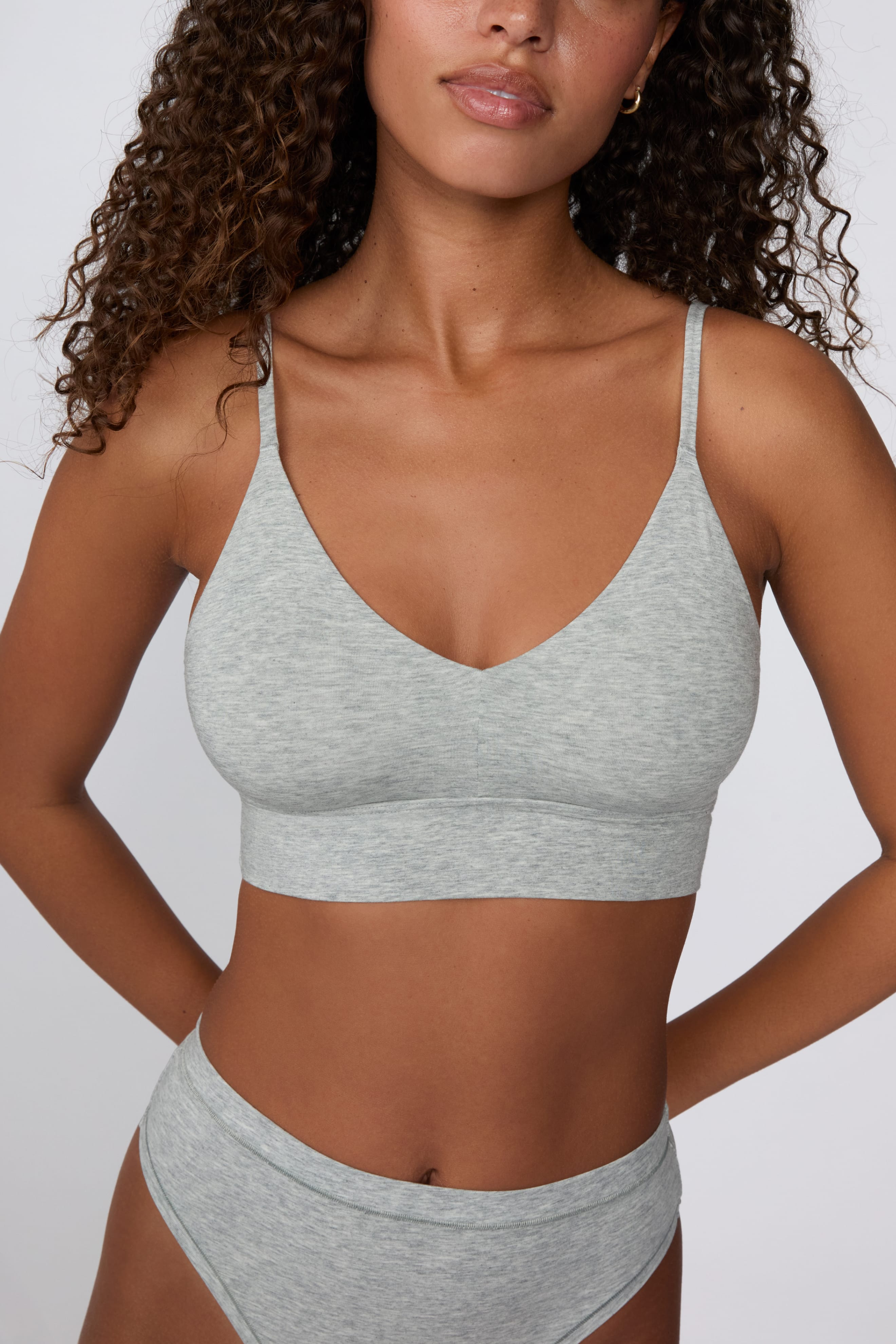 Cloud Cotton Triangle Bralette - Heather Grey