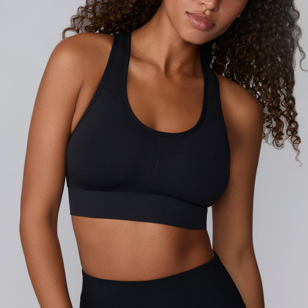 Seamless Racerback Sports Bra - Black