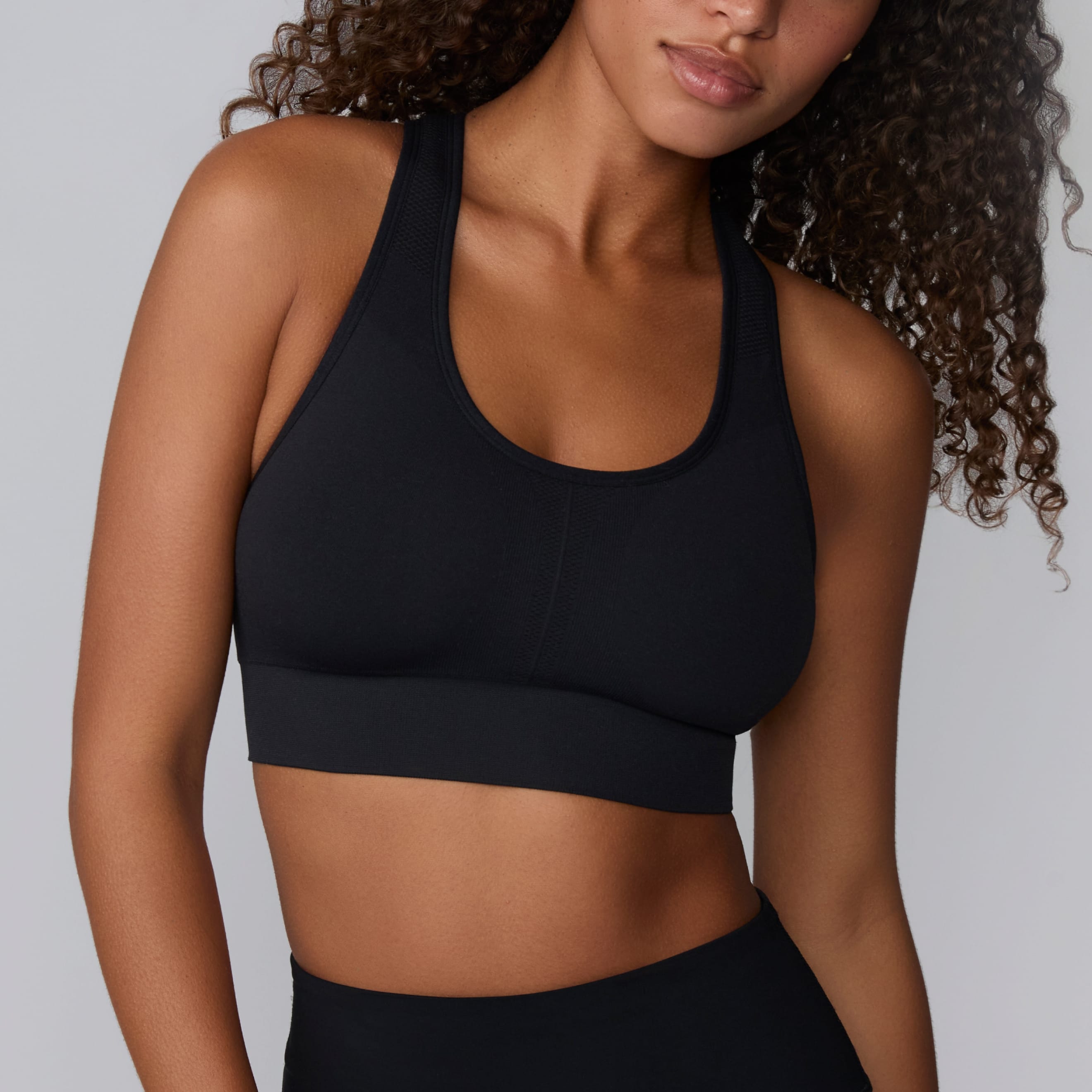 Seamless Racerback Sports Bra - Black