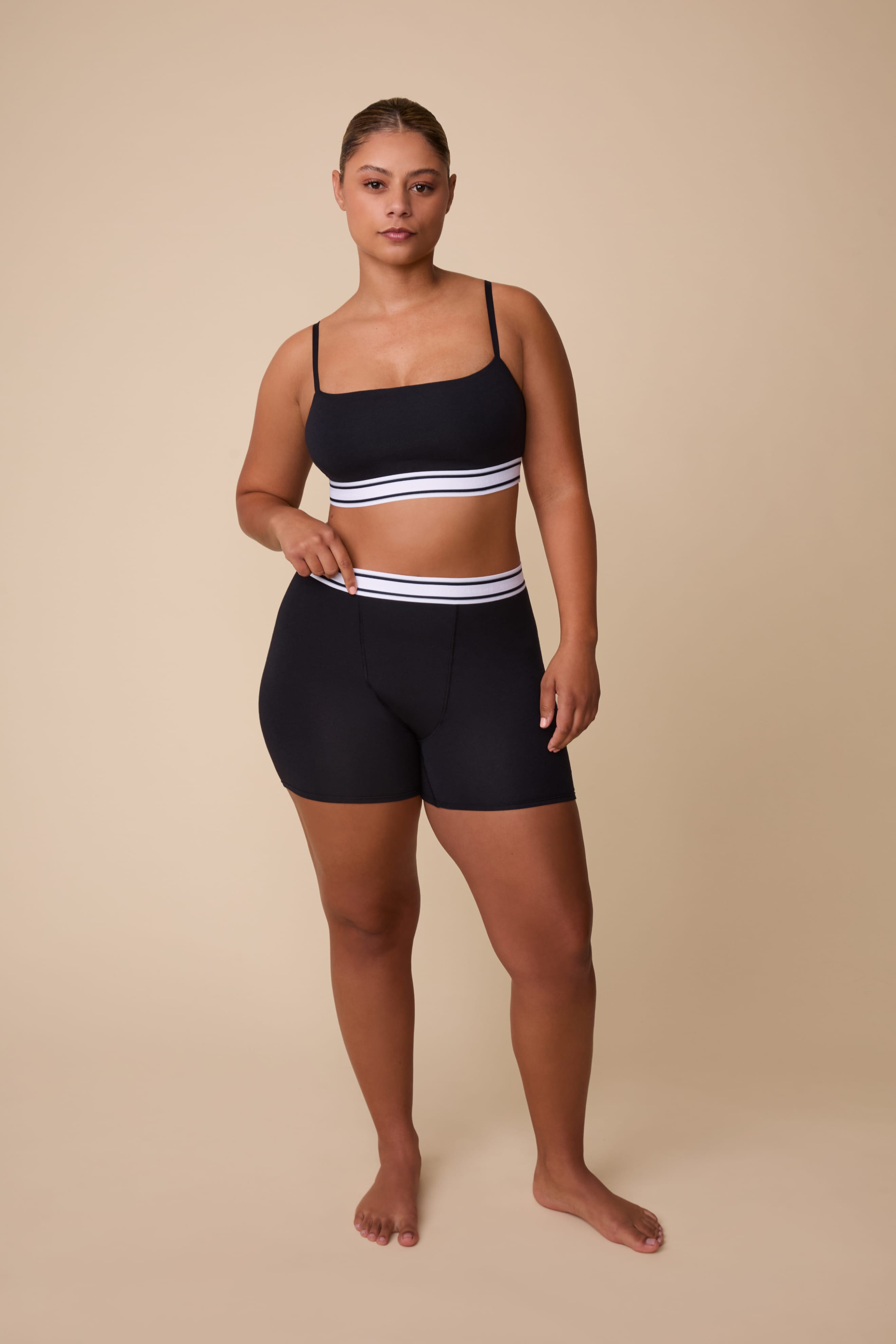 Cloud Cotton Retro Bandeau Bralette - Black