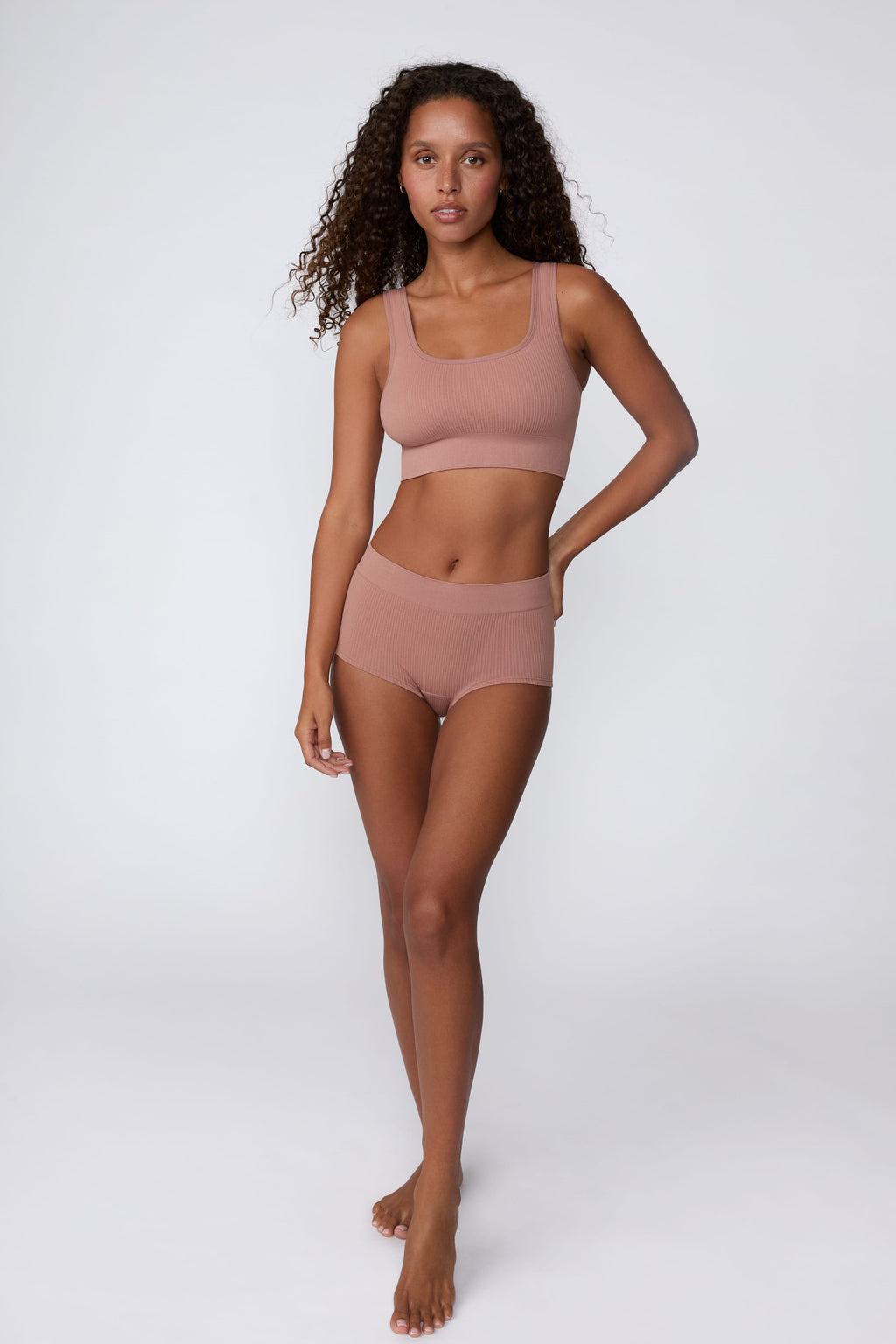 Ribbed Seamless Scoop Bralette - Plum