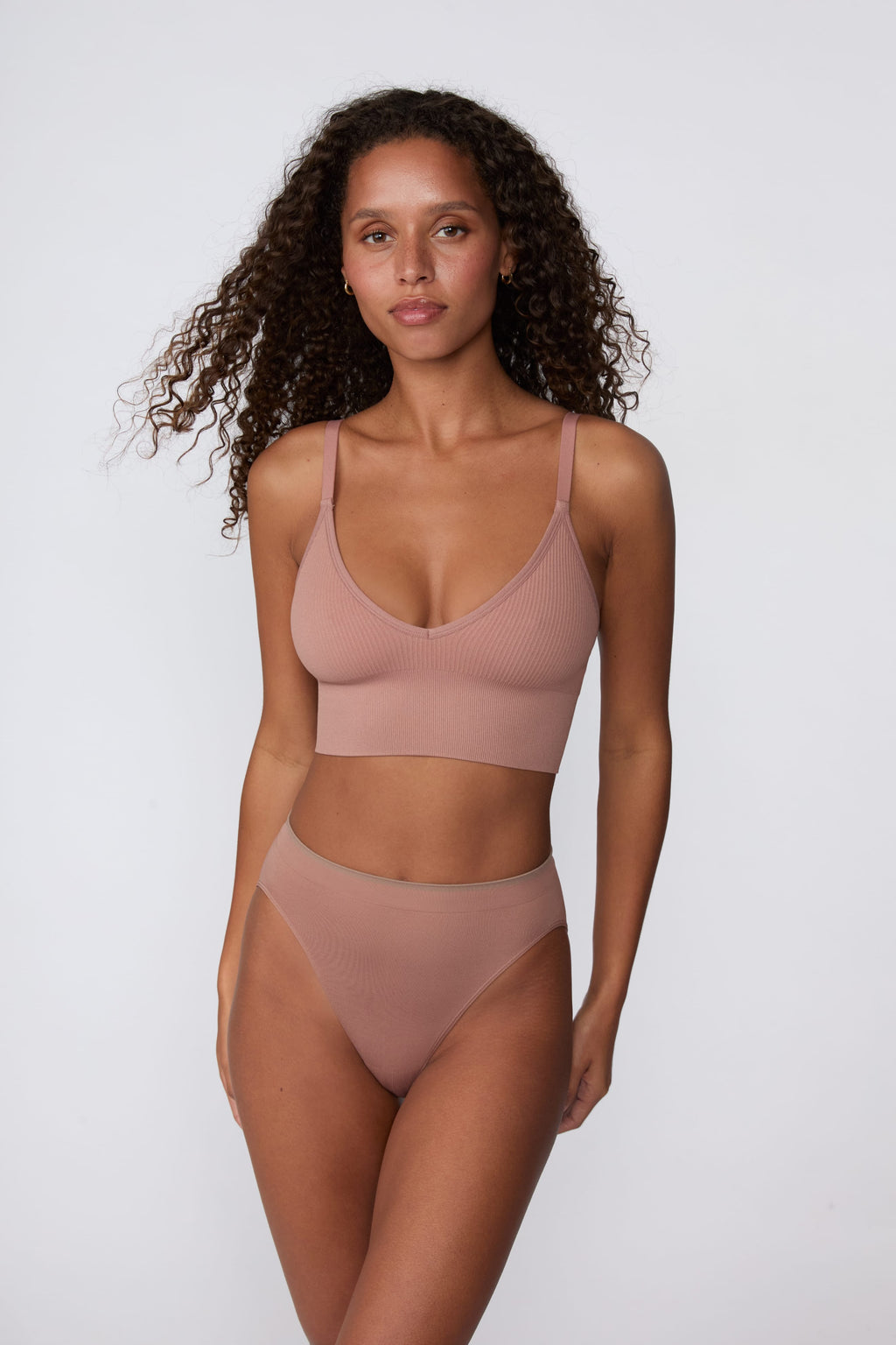 Ribbed Seamless Triangle Bralette - Plum