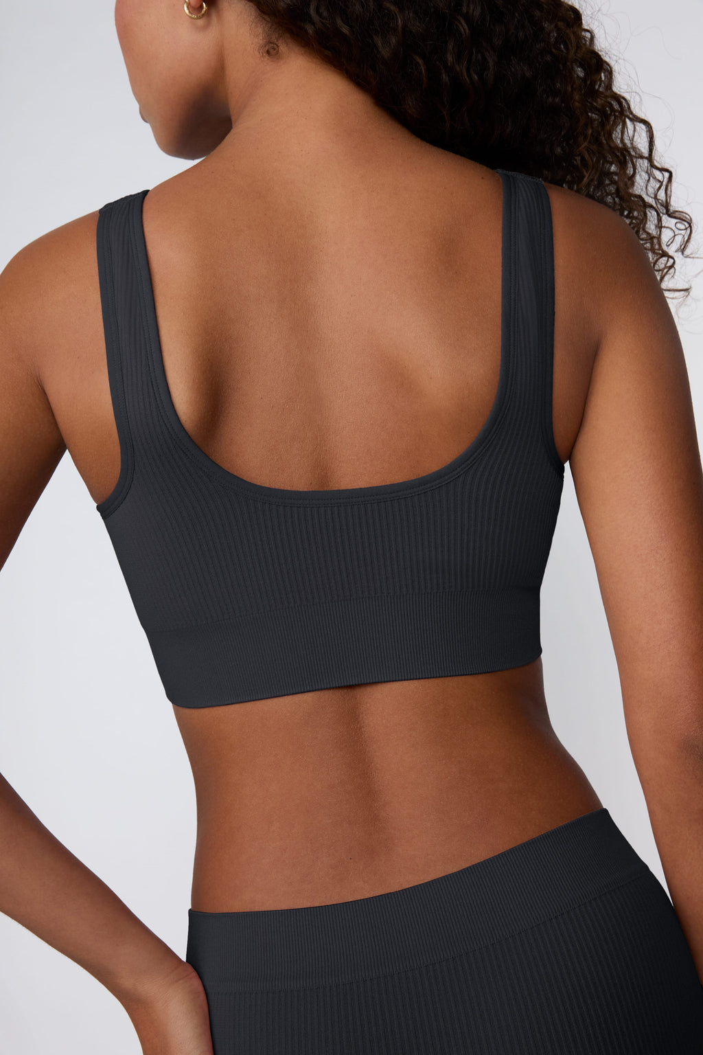 Ribbed Seamless Scoop Bralette - Charcoal