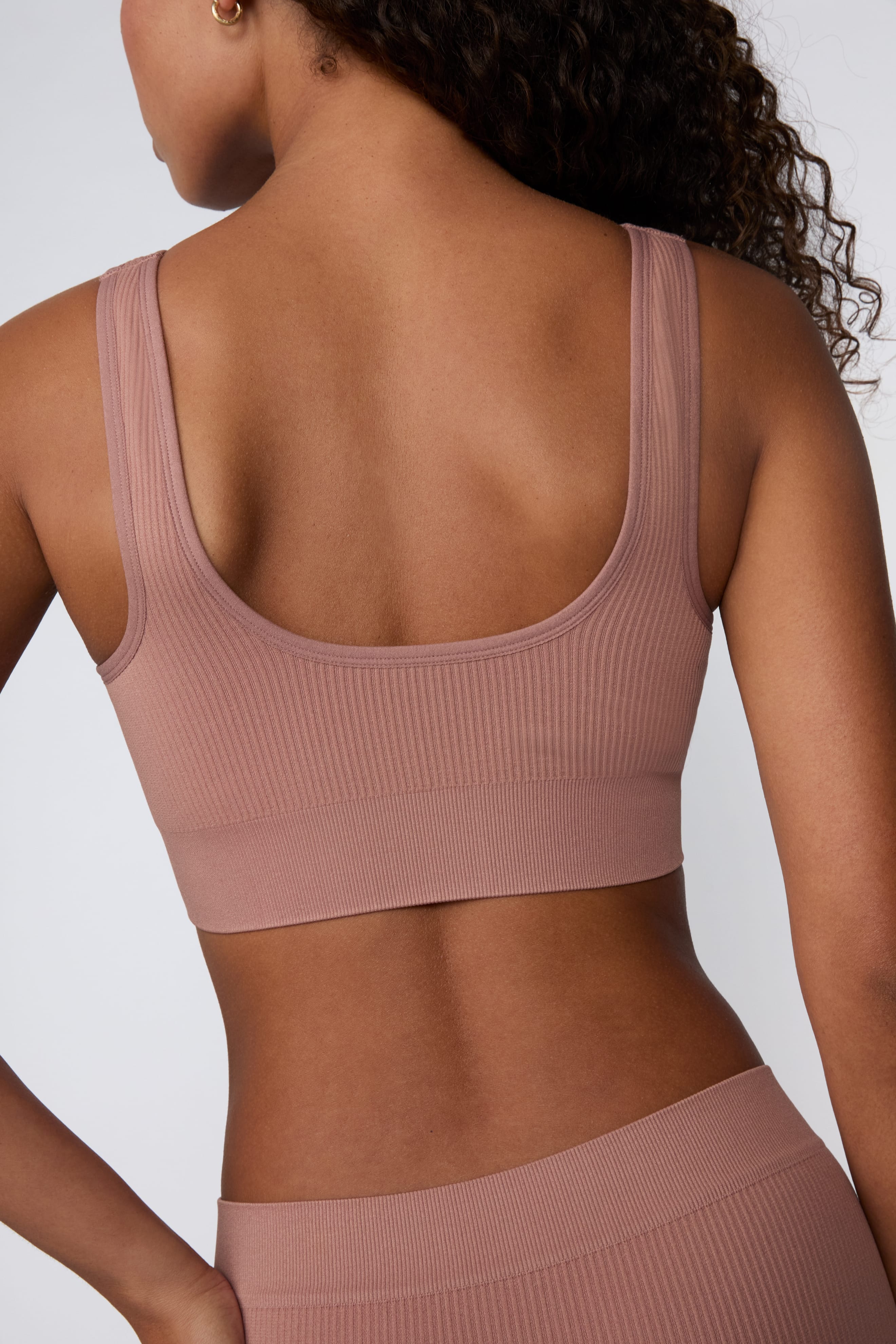 Ribbed Seamless Scoop Bralette - Plum
