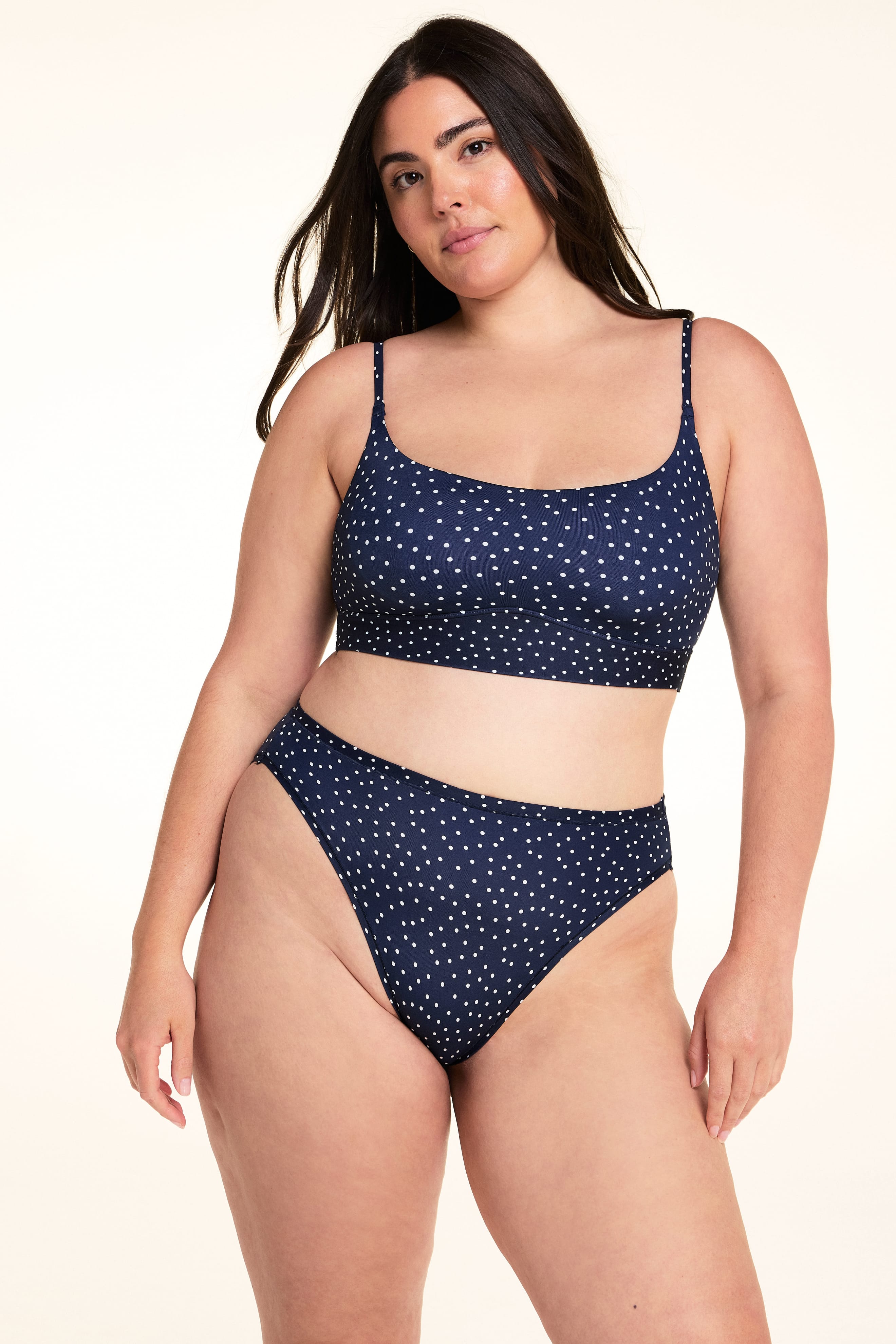 Bliss Scoop Adjustable Bralette - Navy Dot
