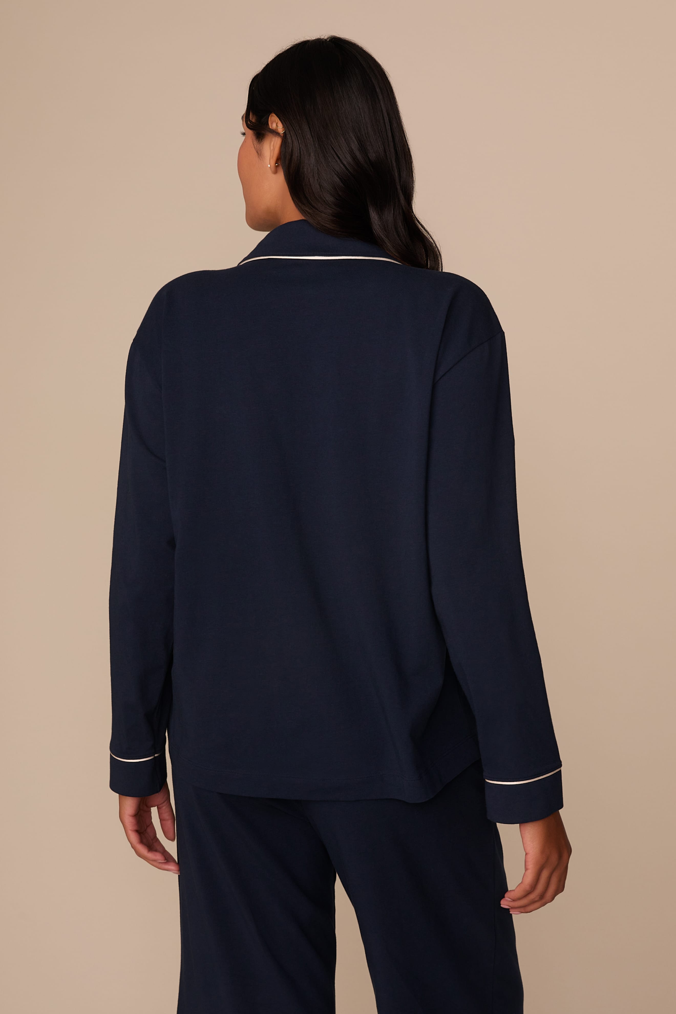 Perfect Pima Long Sleeve Pajama Shirt - Navy