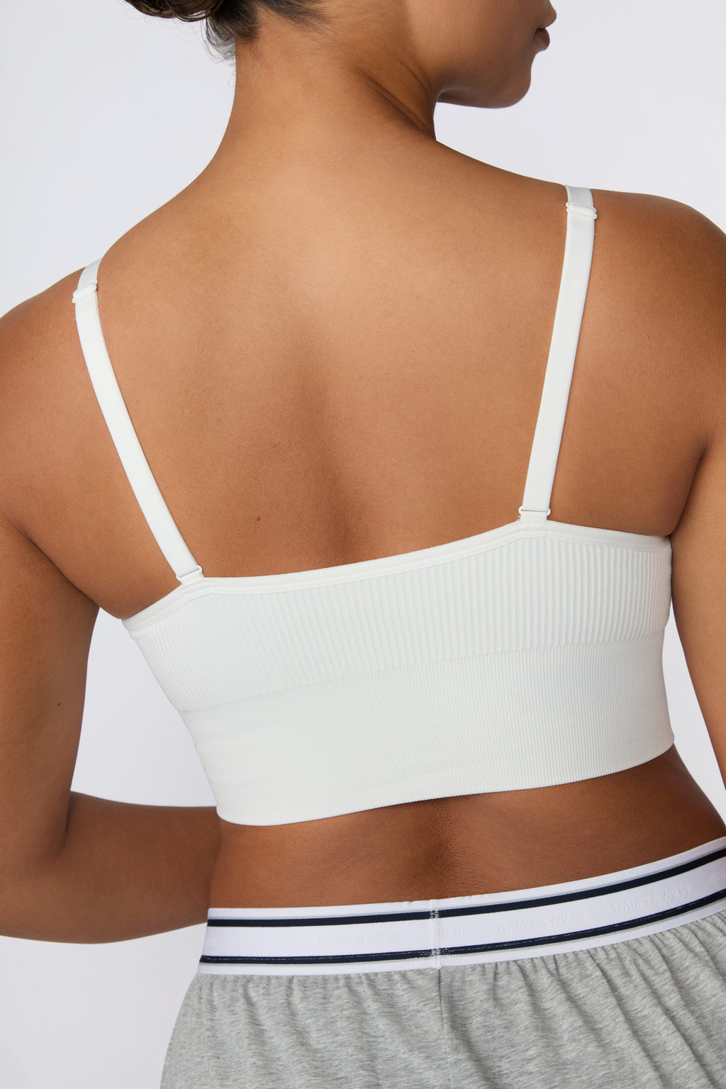 Ribbed Seamless Triangle Bralette - White