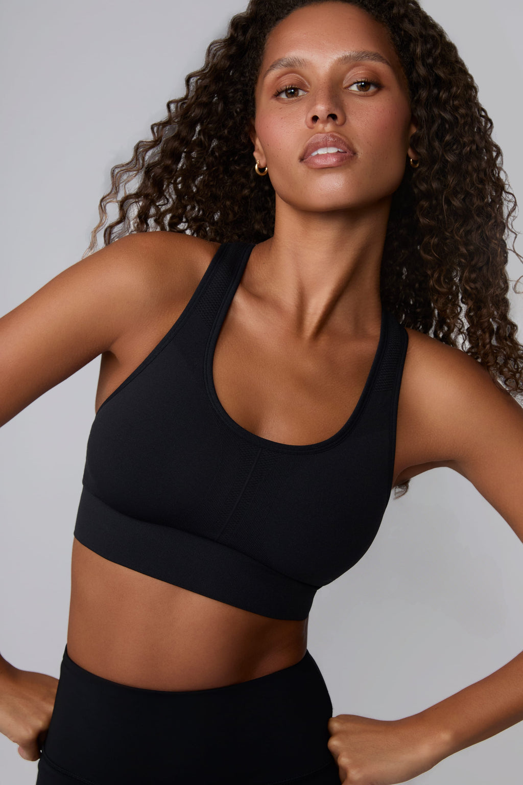 Seamless Racerback Sports Bra - Black