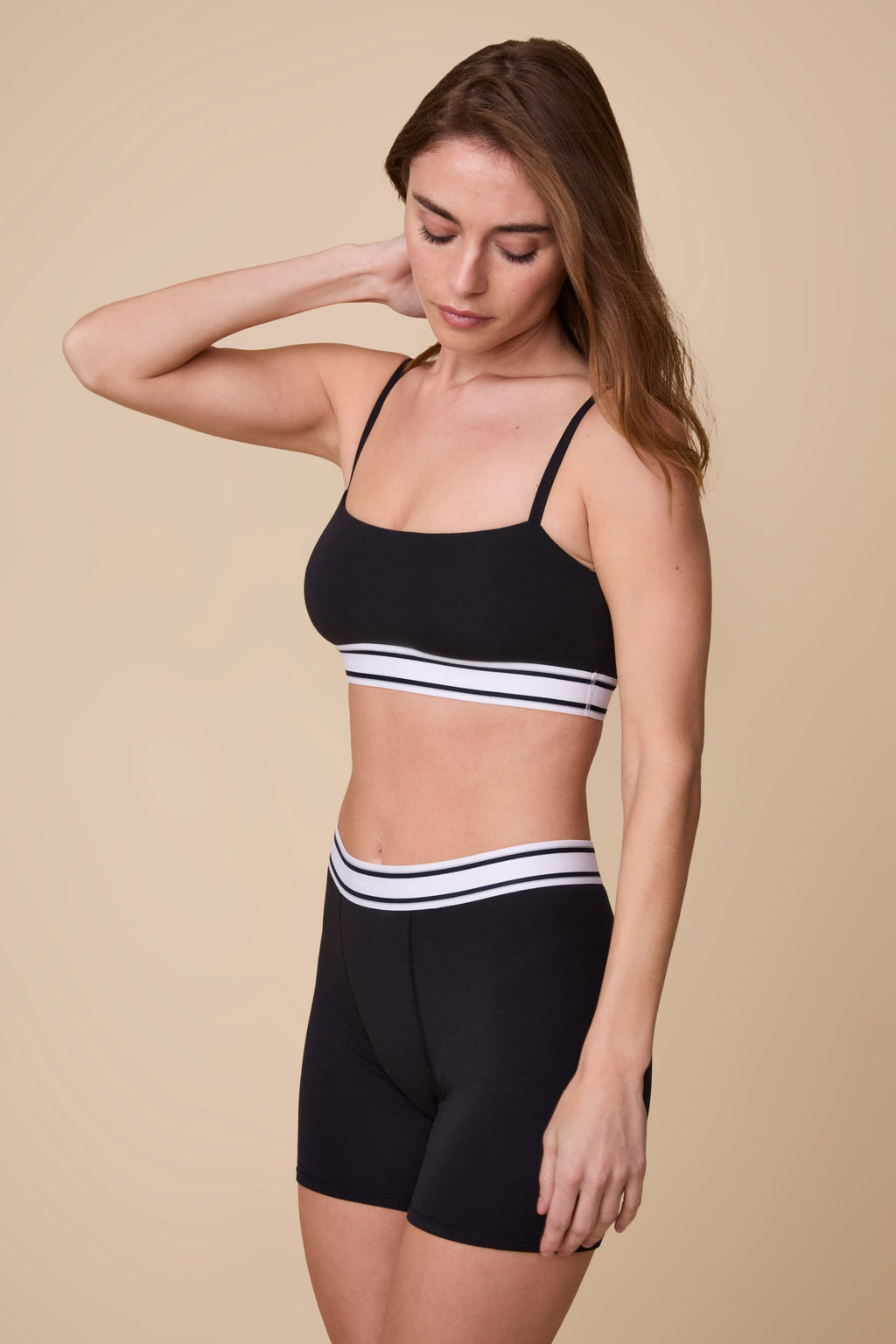Cloud Cotton Retro Bandeau Bralette - Black