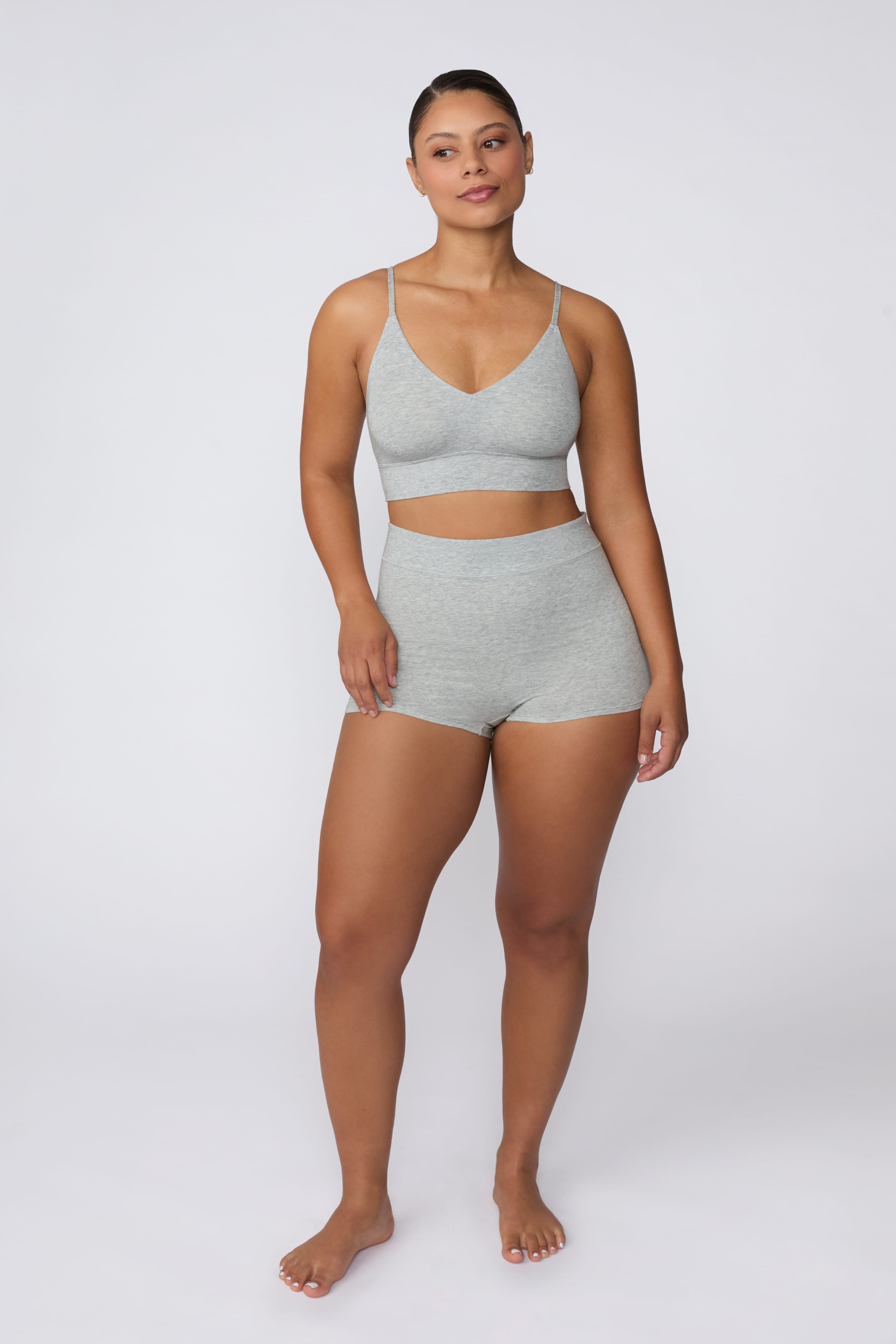 Cloud Cotton Triangle Bralette - Heather Grey