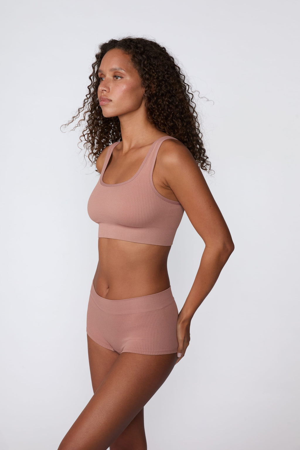 Ribbed Seamless Scoop Bralette - Plum