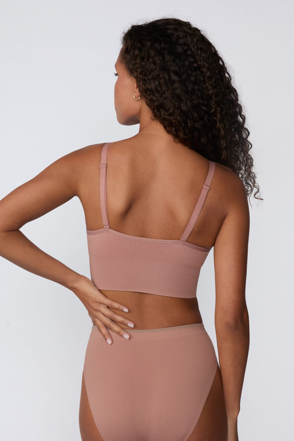 Ribbed Seamless Triangle Bralette - Plum