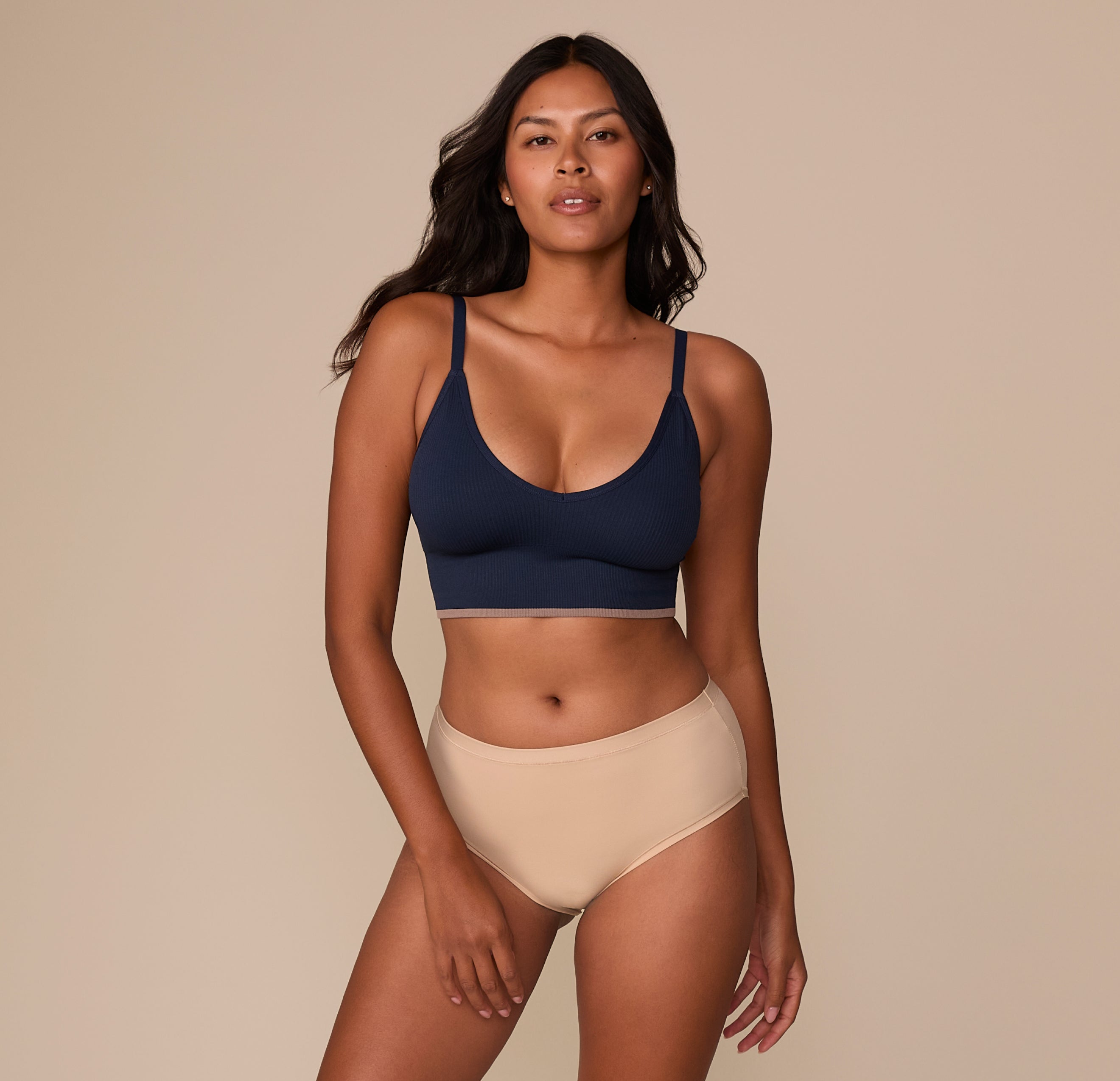 Lounge Rib Triangle Bralette - True Blue