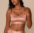 Stretch Satin Square Neck Bralette - Champagne