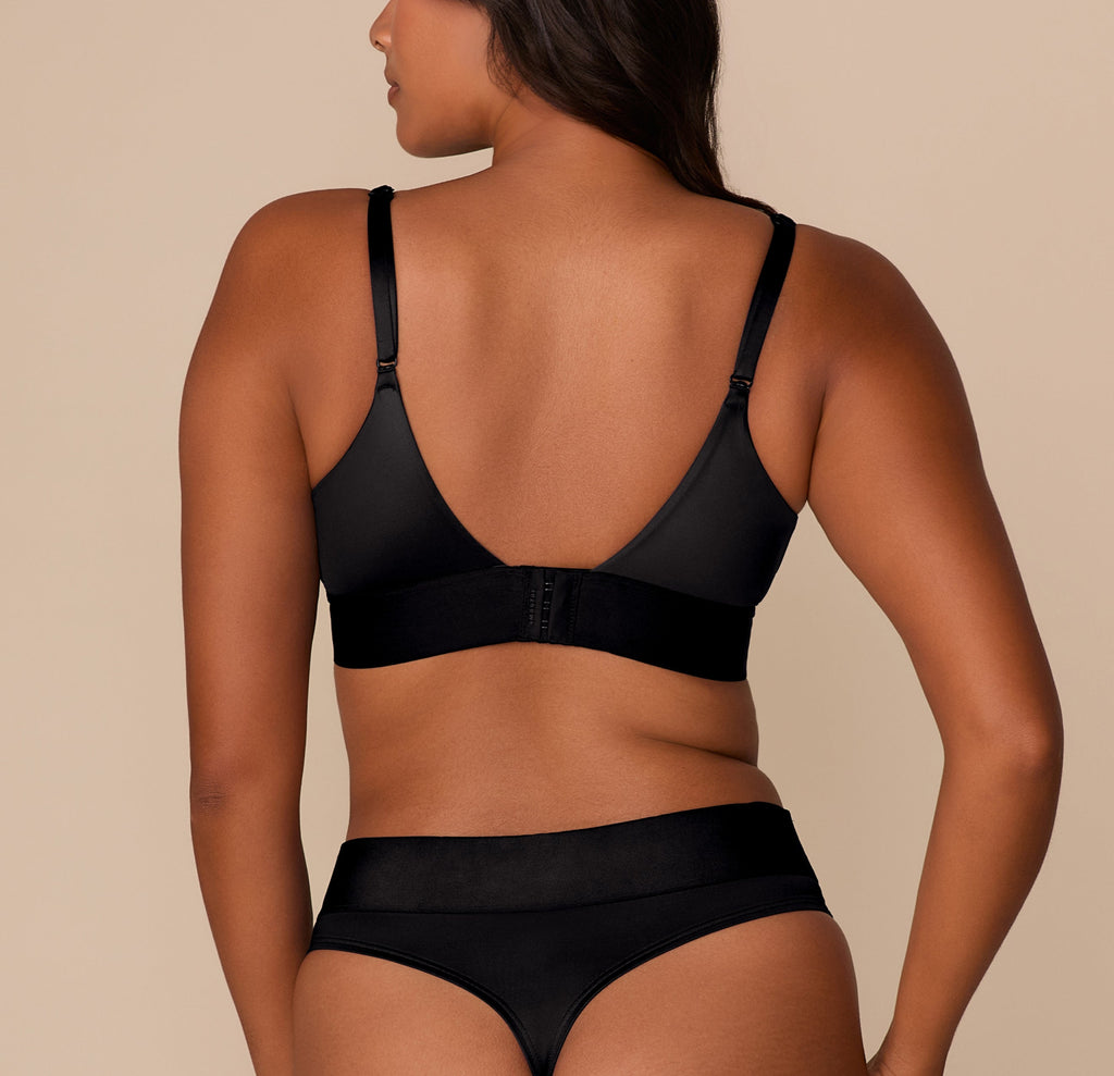 Stretch Satin Triangle Bralette - Black