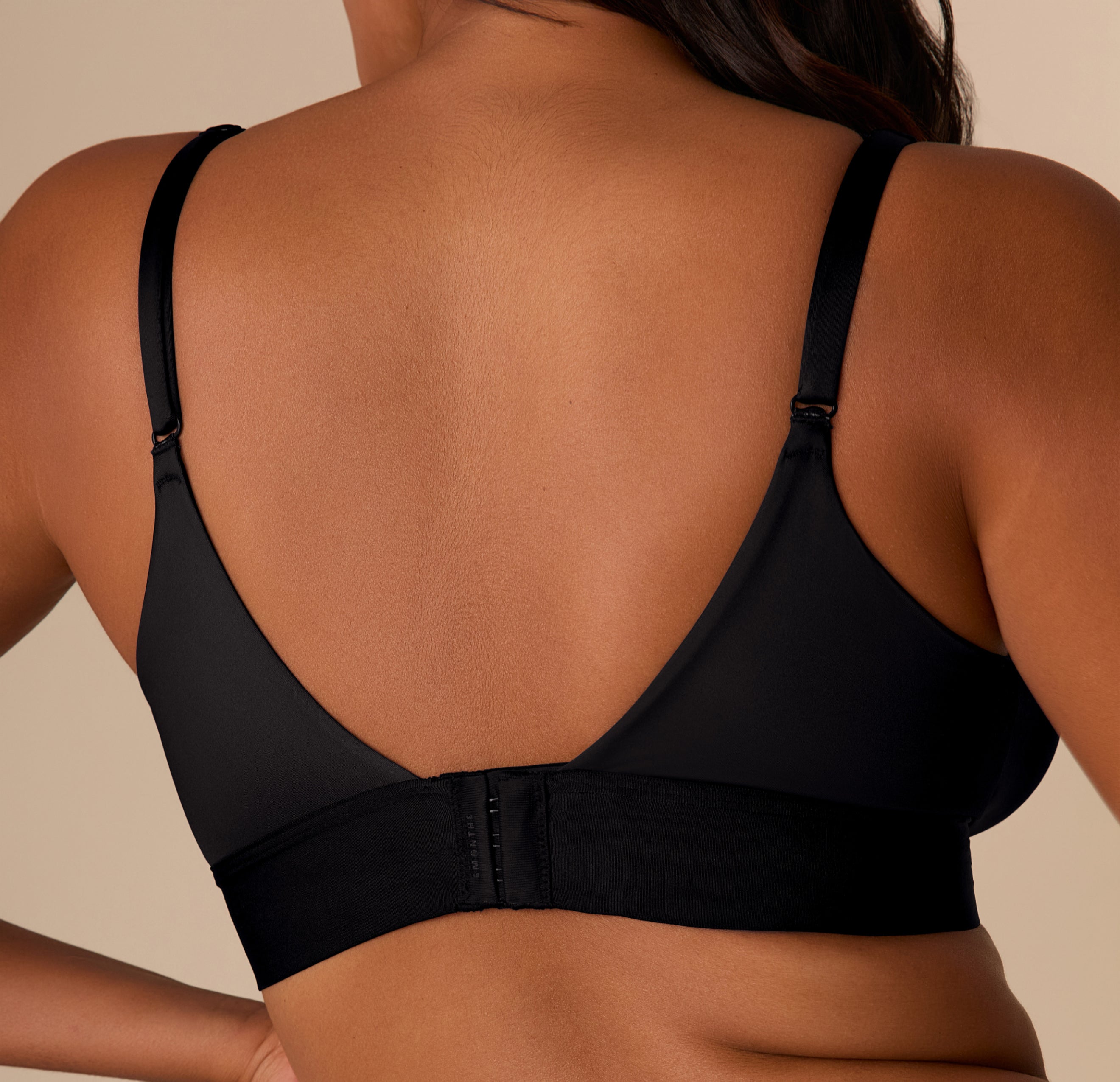 Stretch Satin Triangle Bralette - Black