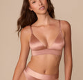 Stretch Satin Triangle Bralette - Champagne