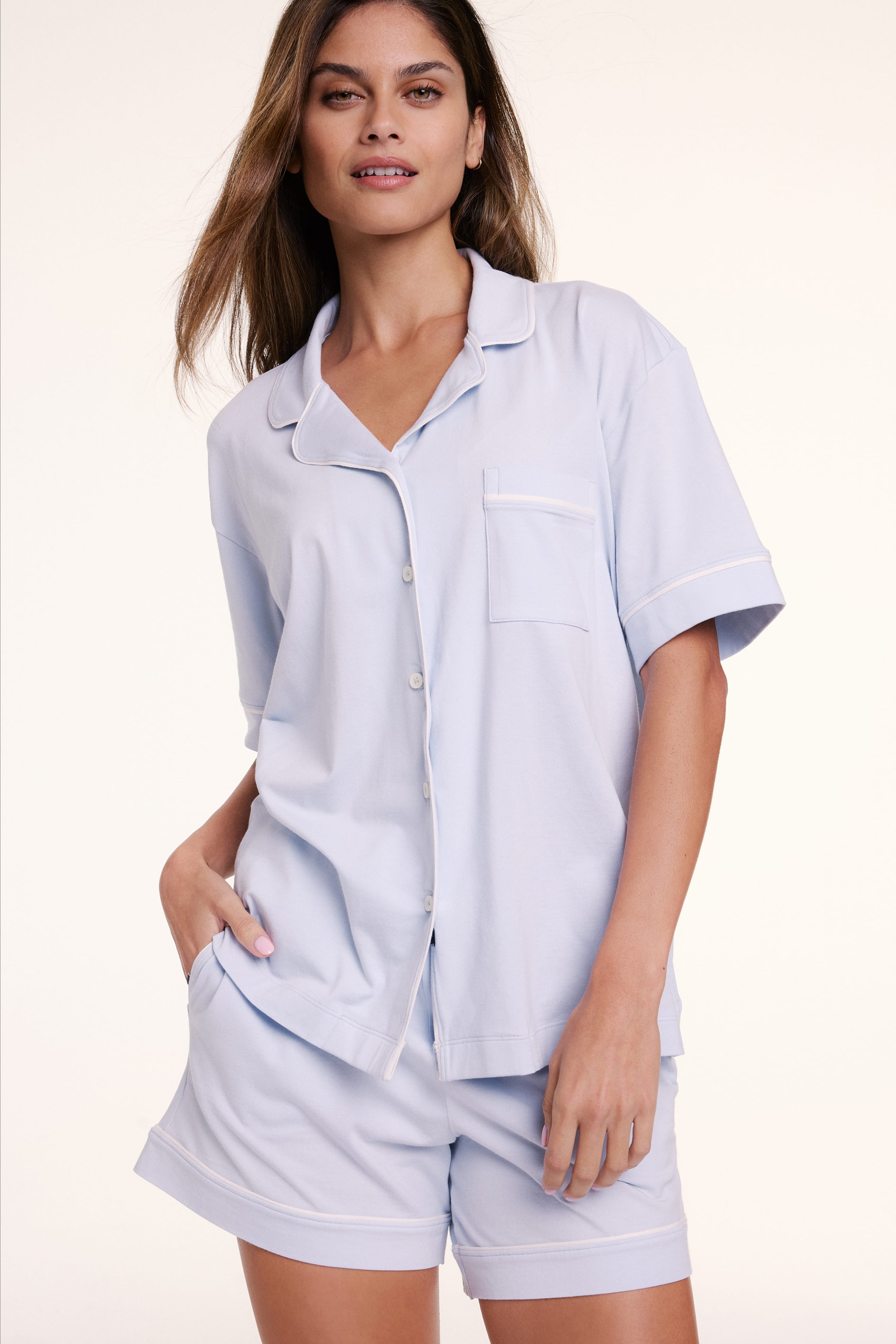 Perfect Pima Pajama Shirt - Soft Blue